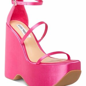 Steve Madden Women's Pink Platform Wedge Sandals Size 7,5